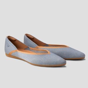 Vivaia Vienna Point Toe V Cut Flats Sandy Blue 38.5/7.5